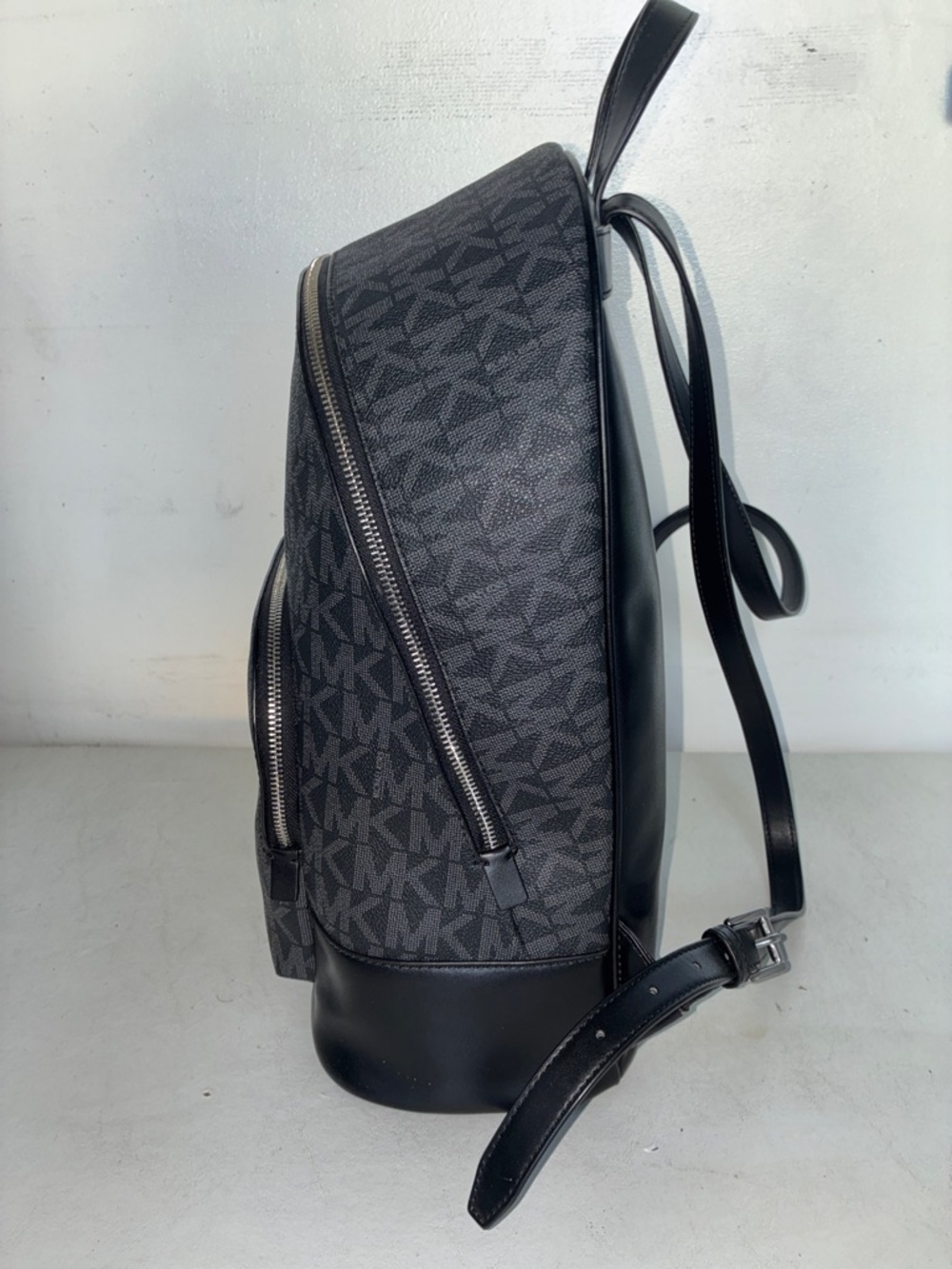 Michael Kors Black and Gray Signature MK Backpack - Picture 3 of 12